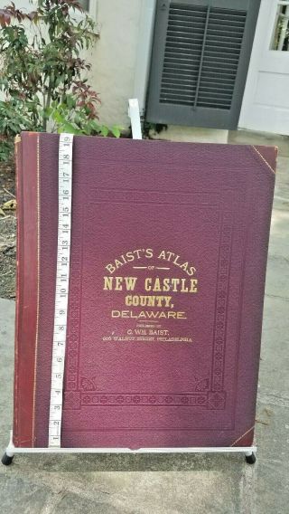 1893 Gwm Baist Antique Large Atlas Of Castle County Delaware