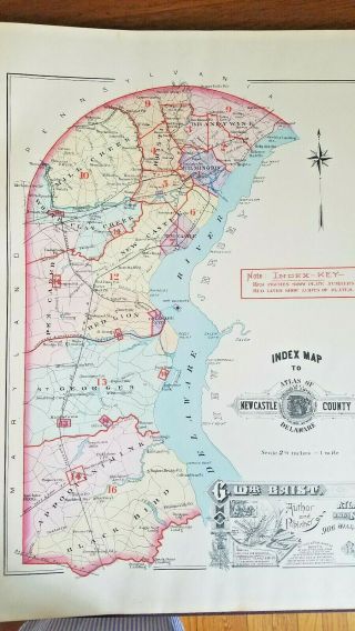 1893 GWM Baist Antique Large Atlas of Castle County Delaware 4