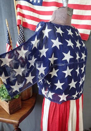 c1900 ANTIQUE American Flag Dress & Hat Parade BUNTING Patriotic Americana USA 10