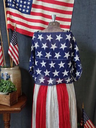 c1900 ANTIQUE American Flag Dress & Hat Parade BUNTING Patriotic Americana USA 11