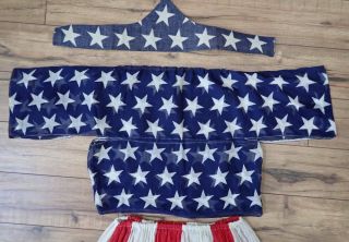 c1900 ANTIQUE American Flag Dress & Hat Parade BUNTING Patriotic Americana USA 5