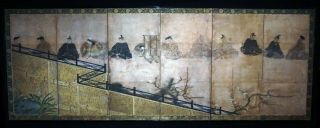 17c Japanese Edo Thirty - Six Poets Immortal Deity Motif Six Panel Screen (lan)