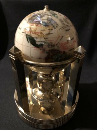 Alexander Kalifano Designed Gemstone World Globe,  Clock,  Thermo & Hygrometer