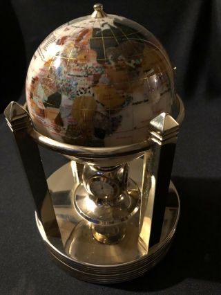 ALEXANDER KALIFANO DESIGNED GEMSTONE WORLD GLOBE,  CLOCK,  THERMO & HYGROMETER 4