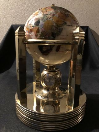 ALEXANDER KALIFANO DESIGNED GEMSTONE WORLD GLOBE,  CLOCK,  THERMO & HYGROMETER 5