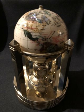 ALEXANDER KALIFANO DESIGNED GEMSTONE WORLD GLOBE,  CLOCK,  THERMO & HYGROMETER 6