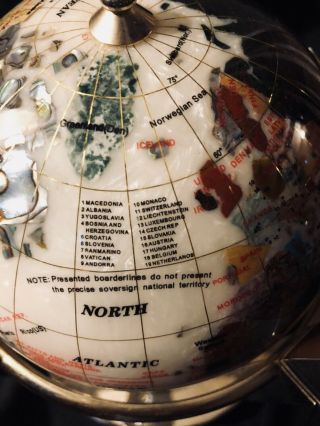 ALEXANDER KALIFANO DESIGNED GEMSTONE WORLD GLOBE,  CLOCK,  THERMO & HYGROMETER 7