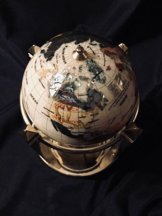 ALEXANDER KALIFANO DESIGNED GEMSTONE WORLD GLOBE,  CLOCK,  THERMO & HYGROMETER 8