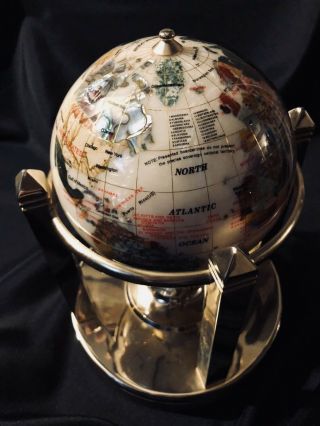 ALEXANDER KALIFANO DESIGNED GEMSTONE WORLD GLOBE,  CLOCK,  THERMO & HYGROMETER 9