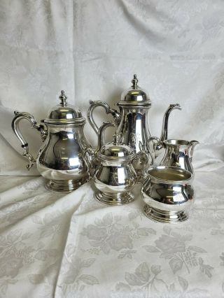 International Kenilworth Sterling Silver 5 Piece Tea Set.  2360 Grams.  Mono F