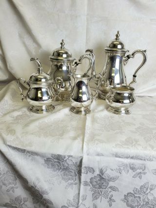 International Kenilworth Sterling Silver 5 Piece Tea Set.  2360 Grams.  Mono F 6