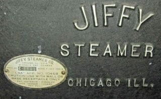 VINTAGE JIFFY STEAMER MODEL F CLEANER,  CHICAGO,  ILL.  MACH.  C5842 HEAVY CAST 5