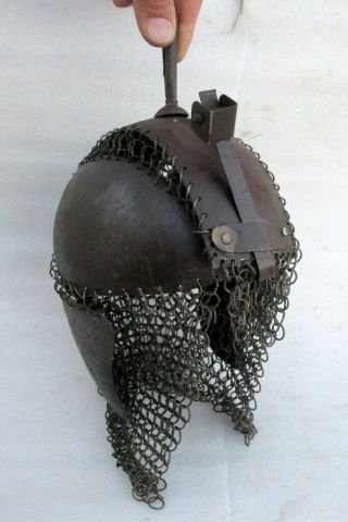 Vintage Old Hand Crafted Iron Mughal Persian Islamic Kulah Khud Jali Cut Helmet