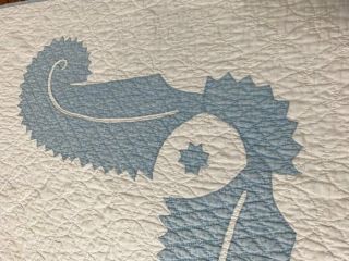 Beach House Blue c 1920s Princess Feather APPLQIUE Fine quilting 10