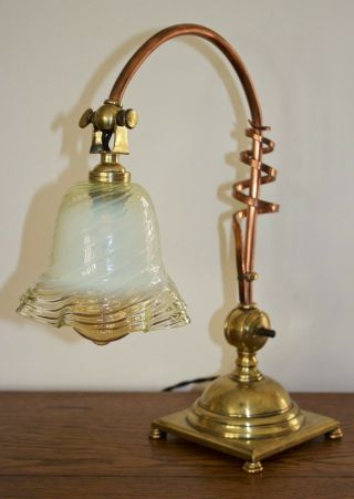 Was Benson Arts And Crafts Table Lamp With Powell Vaseline Shade