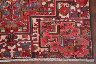 Vintage 6x9 Geometric Heriz Serapi Persian Area Rug Oriental Wool Red Blue Pink