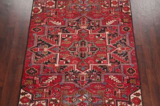 Vintage 6x9 Geometric Heriz Serapi Persian Area Rug Oriental Wool RED BLUE PINK 4