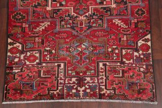 Vintage 6x9 Geometric Heriz Serapi Persian Area Rug Oriental Wool RED BLUE PINK 6