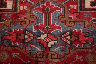 Vintage 6x9 Geometric Heriz Serapi Persian Area Rug Oriental Wool RED BLUE PINK 9