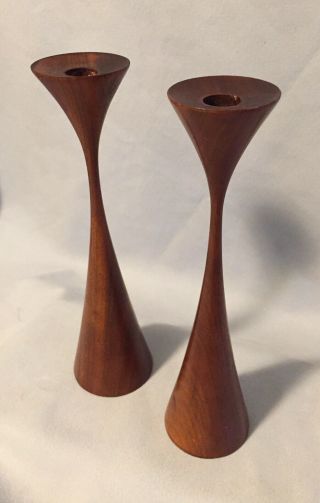 Original/RUDE OSOLNIK/Pair Candlesticks/10”1/4 Tall/Walnut/Mid Century Modern. 3