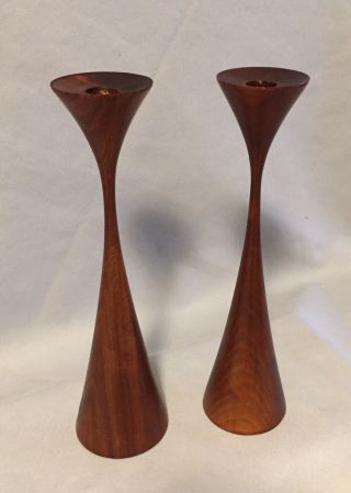 Original/RUDE OSOLNIK/Pair Candlesticks/10”1/4 Tall/Walnut/Mid Century Modern. 4
