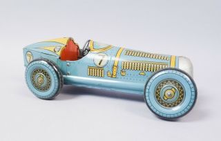 Vintage 1950s Great Britain Mettoy 7 Race Car Tin Litho Wind - Up For Restoration