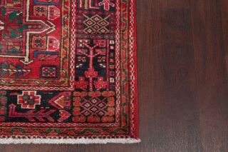 One - of - a - Kind Geometric Tribal Gharajeh Persian Hand - Knotted 4 ' x11 ' Red Wool Rug 6