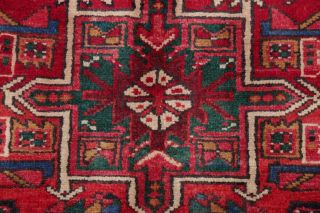 One - of - a - Kind Geometric Tribal Gharajeh Persian Hand - Knotted 4 ' x11 ' Red Wool Rug 7
