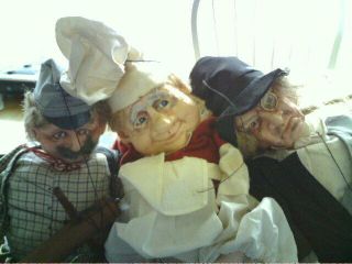 3 Unusual Spooky Very Large Size Vintage Marionettes.