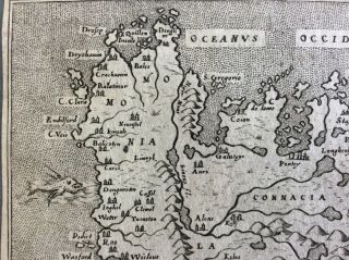 Rare c.  1572 antique map of Ireland by Tomaso Porcacchi 2