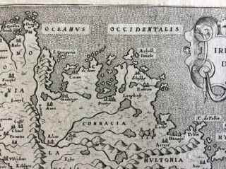 Rare c.  1572 antique map of Ireland by Tomaso Porcacchi 3