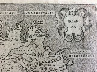 Rare c.  1572 antique map of Ireland by Tomaso Porcacchi 4