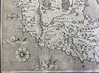 Rare c.  1572 antique map of Ireland by Tomaso Porcacchi 5