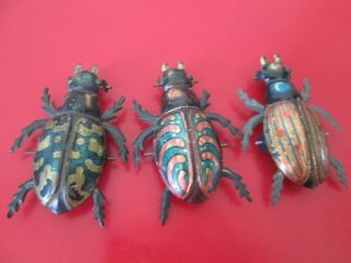 4 Antique GERMAN TIN PENNY TOYS - ARTICULATED BEETLES - BUGS - 10 of 17 listed 4