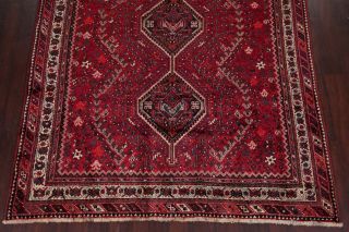 Vintage Geometric Tribal Qashqai Persian Oriental Area Rug Hand - Knotted RED 7x10 6