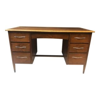 Lane Acclaim Desk Mid Century Modern Dovetail Vintage 60s Student Office Walnut
