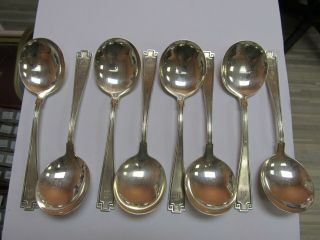 Gorham Etruscan Sterling Silver Set 8 Gumbo/ Large Cream Soup Spoons 6 5/8” Xlnt