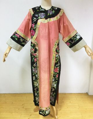 Antique Vintage Chinese hand embroidered mandarin robe dress embroidery china 2