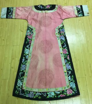 Antique Vintage Chinese hand embroidered mandarin robe dress embroidery china 4