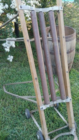 Antique Wooden Whiskey/wine Barrel Dolly Hand Truck