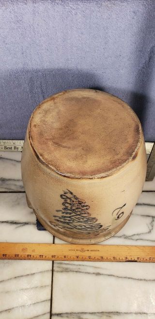 ANTIQUE W.  H FARRAR GEDDES N.  Y STONEWARE OVOID 2GAL.  CROC.  COBALT WHIRLWIND PTRN 11