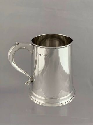 Large Solid Silver Pint Tankard Beer Mug 1970 Sheffield Sterling Silver