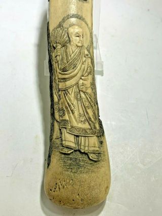 Antique Rare Japanese 19th Century Carved Stag Antler Kiserazutsu Pipe Holder 2