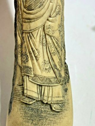 Antique Rare Japanese 19th Century Carved Stag Antler Kiserazutsu Pipe Holder 4
