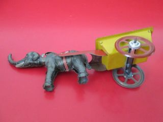 Antique GERMAN TIN PENNY TOY - ELEPHANT NODDER w/ CART - 6 of 17 listed 8