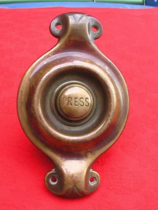 Unusual Antique Arts & Crafts Brass Bell Push