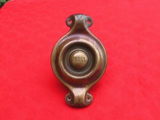 Unusual Antique Arts & Crafts Brass Bell Push 2