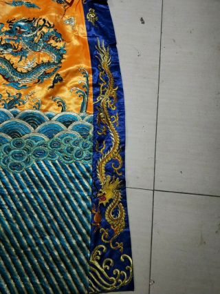 Antique Chinese Hand Embroidery Qing Dynasty Silk Dragon Robe Imperial Color 3