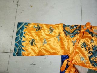 Antique Chinese Hand Embroidery Qing Dynasty Silk Dragon Robe Imperial Color 5