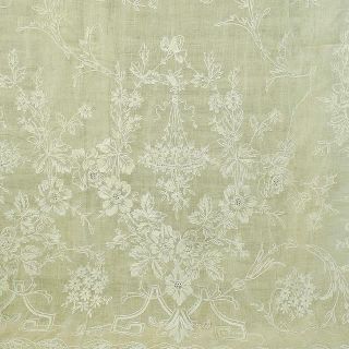 Fabulous Antique French Fine Muslin,  Cornely Lace,  Long Curtain / Panel 19th C